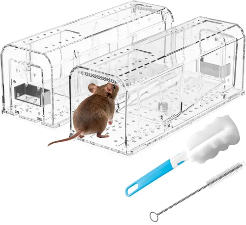 Paquete de 2 trampas humanas para ratones para interiores y exteriores, atrapa y libera trampas para ratones, trampa para ratones que no matan para