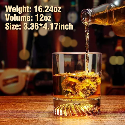 Miniatura 3 de OPAYLY Vasos de whisky a la antigua, juego de 4 vasos de 12 onzas, regalo para hombres y mujeres, beber whisky, cócteles escoceses, ron, coñac