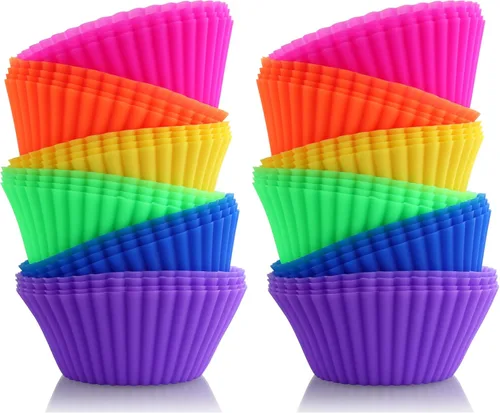 Miniatura 10 de New Star Foodservice 44270 Vasos de silicona reutilizables para hornear y forros para cupcakes, juego de 24