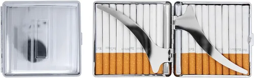Miniatura 10 de Black Victorian Scroll (Full Pack Kings) Caja de cigarrillos chapada en metal y caja de almacenamiento