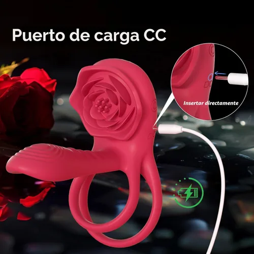 Miniatura 7 de Anillo vibrador para el pene con estimulador de clítoris rosa, vibrador de anillo para el pene para parejas, juguetes sexuales para hombres