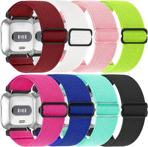 Miniatura 6 de Paquete de 8 correas de repuesto de nailon compatibles con Fitbit Versa 2, Versa, Versa Lite, Versa SE, para mujeres y hombres, correa elástica