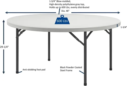 Miniatura 2 de Lorell Mesa de banquete, 48 x 48 x 29-1/4 pulgadas, platino