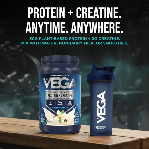 Miniatura 11 de Vega Protein + Creatina - 30g de proteína a base de plantas, sabor a vainilla, 13 porciones, 3g de creatina, 5g de BCAA, vegano, keto, sin gluten