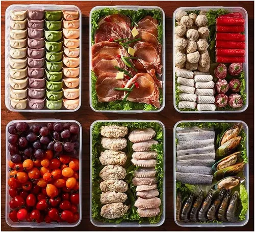Miniatura 7 de Contenedor organizador de refrigerador, recipientes de plástico para almacenamiento de alimentos con tapa, 3 capas, sin BPA, apilable organizador