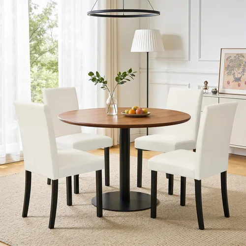 Miniatura 20 de CHUN YI Juego de 2 sillas de comedor tapizadas, sillas de comedor de tela con patas de madera maciza, sillas Parson modernas para cocina