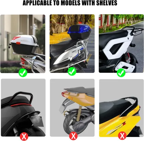 Miniatura 7 de Caja trasera universal de 42 litros para motocicleta con respaldo suave, funda rígida con accesorios de montaje, 15.7 x 14 x 11 pulgadas (color rojo)