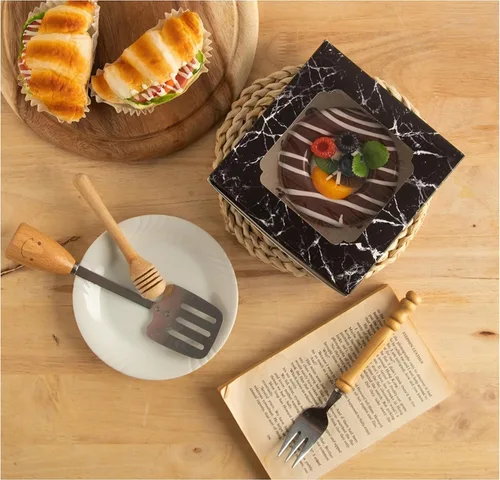 Miniatura 8 de Paquete de 20 cajas de panadería con ventana pequeñas de 6 x 6 x 2 pulgadas para galletas, dulces, pasteles, brownie, pastel de gasa, tarta, tarta