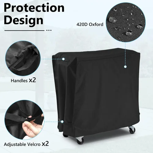 Miniatura 3 de AKEfit Cubierta para Carrito Enfriador de Patio, Cubierta Impermeable para Carrito de Hielera que se Ajusta a Hieleras Rodantes de Patio para Negro