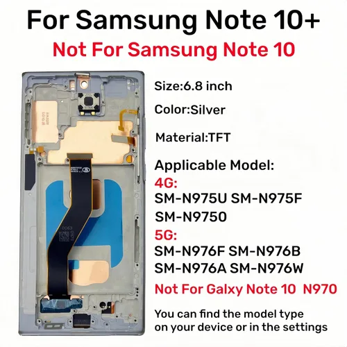 Miniatura 2 de TFT Galaxy Note 10 Plus Reemplazo de pantalla para Samsung Galaxy Note10 Plus Pantalla LCD táctil digitalizador Pantalla con marco delgado Kit