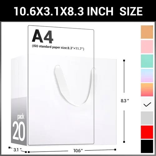 Miniatura 2 de EUSOAR Bolsas de papel de estraza de regalo con asas, paquete de 20 bolsas pequeñas de papel kraft blancas de 10.6 x 3.1 x 8.3 pulgadas, bolsas
