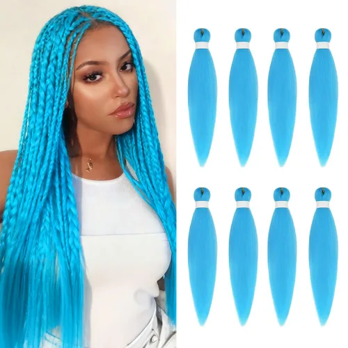 Miniatura 82 de 8 paquetes de extensiones preestiradas - 16 pulgadas de cabello trenzado premium, 55G/paquete, sin picazón, fijación en agua caliente, textura Perm