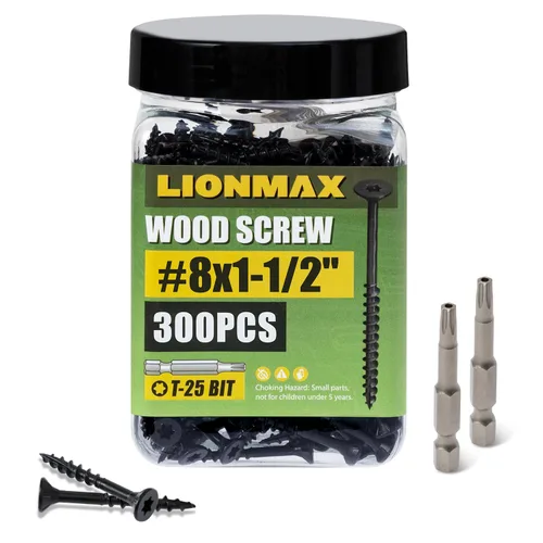 Miniatura 14 de LIONMAX Tornillos para madera de 1 pulgada, tornillos de cubierta #8 x 1, 1000 unidades, resistentes a la corrosión, revestimiento epoxi, tornillo