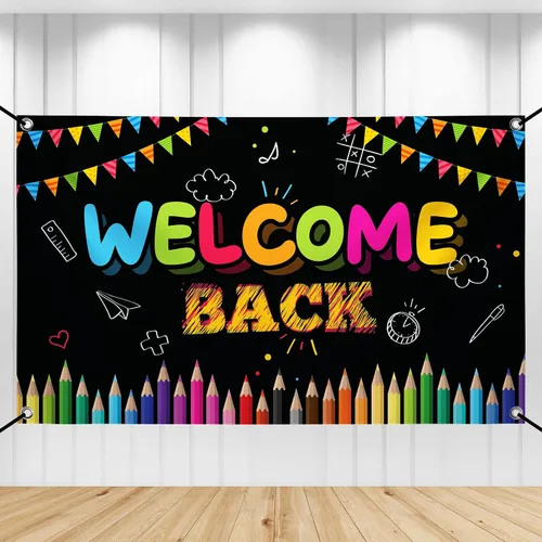 Katchon, Welcome Back To School Banner - Xtralarge, 70.8x43.3 Inch | Back To School Backdrop | First Day Of School Banner | Welcome Back Banner |