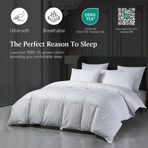 Miniatura 2 de Beautyrest Edredón de plumón de ganso blanco húngaro para todas las estaciones, de algodón cultivado en Estados Unidos, tamaño Queen, 750 potencia