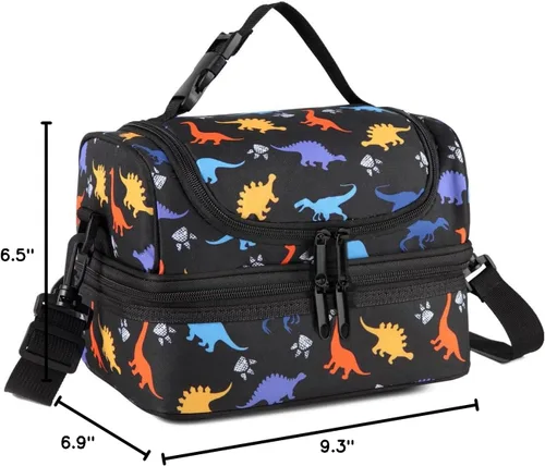 Miniatura 8 de VASCHY - Lonchera para niños, bolsas de almuerzo aisladas de dos compartimentos para niños y niñas con correa para el hombro para la escuela