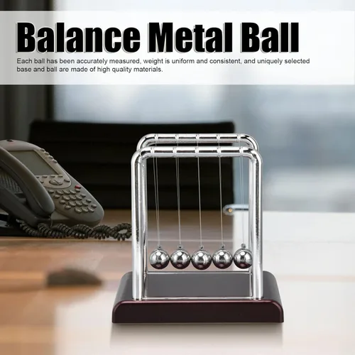 Miniatura 3 de Péndulo Newtons, bola clásica de equilibrio Newton, bola educativa de ciencia de física, bola oscilante, de metal, movimiento perpetuo, adorno