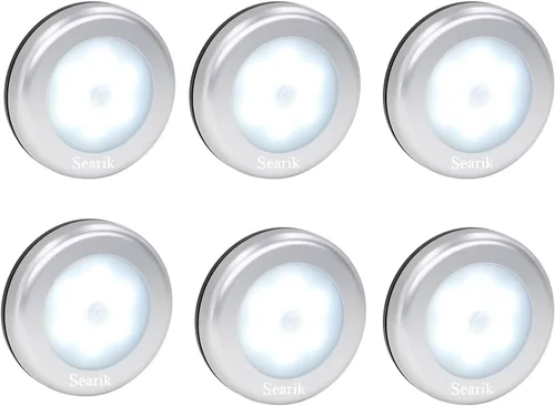 Miniatura 9 de 3 piezas de luz con sensor de movimiento para interiores, Searik luz nocturna LED magnética alimentada por batería, luces para escalones, luz
