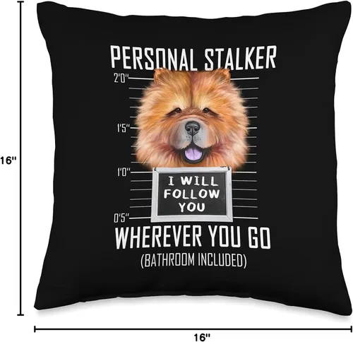 Miniatura 4 de Funny Chow Chow Dog Owner Shirts & Gifts Personal Stalker Dog Chow I Will Follow You Mugshot - Cojín de 15.7 x 15.7 in, multicolor