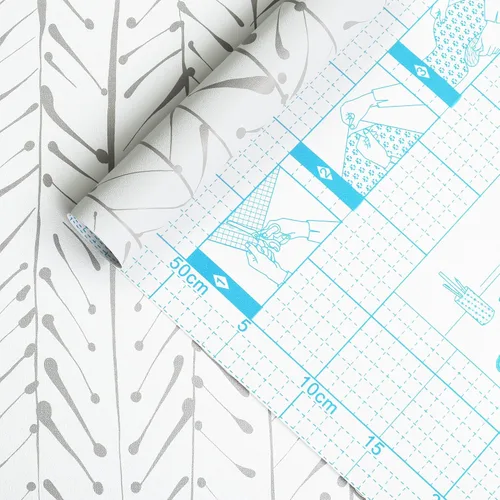 Miniatura 5 de Guvana Papel tapiz de rayas de espiga de 16.14 x 197 pulgadas, papel de contacto moderno gris y blanco, papel de pared autoadhesivo, impermeable