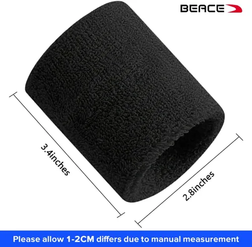 Miniatura 7 de BEACE Bandas para el sudor - Muñequeras deportivas para hombres y mujeres - Absorción de humedad, tela de rizo de algodón atlética para tenis