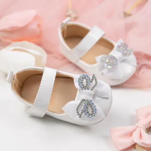 Miniatura 7 de Zapatos planos Mary Jane para bebés y niñas, suela de goma antideslizante con Bownot para primeros pasos, zapatos de vestir de boda de princesa