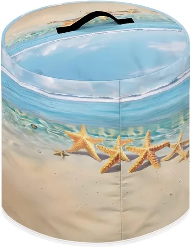 Miniatura 2 de Suobstales Cubierta para aparato con estampado de estrellas de mar de playa, cubierta antipolvo, funda portátil para olla a presión con bolsillo