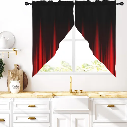 Miniatura 9 de Coxila Cortinas 100% opacas en negro y beige de 42 x 63 pulgadas, cortinas góticas degradadas con aislamiento térmico para dormitorio