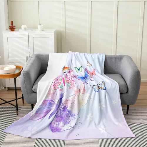 Miniatura 22 de Castle Fairy Manta de forro polar Sherpa con estampado de aviones para niños, manta de franela de dibujos animados para sofá, avión, azul y blanco