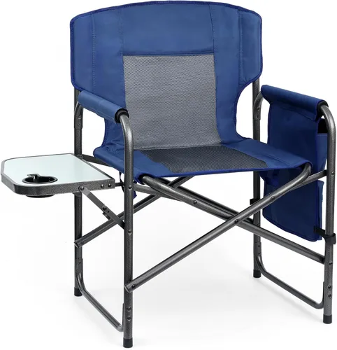 Miniatura 7 de Sillas de camping Yestomo, sillas plegables para exteriores, sillas de directores plegables para adultos resistentes, soporte hasta 450LBS Negro/Gris