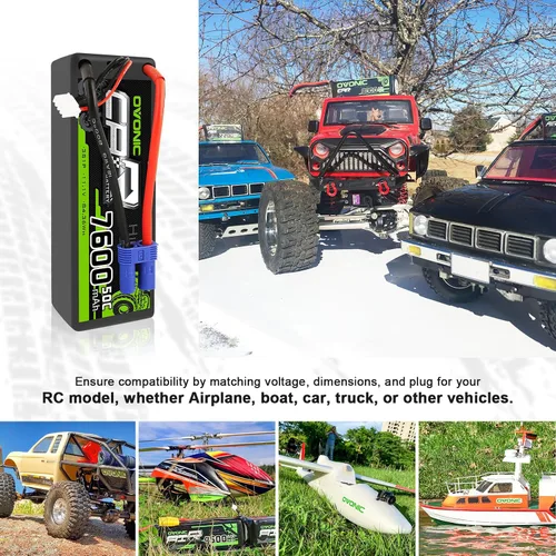 Miniatura 5 de OVONIC 3s Lipo Batería 11.1V 7600mAh 50C (Máx100C) RC Lipo Baterías Caso rígido EC5 Plug Compatible con Vehículos a Escala 1/8 1/10 RC Coche