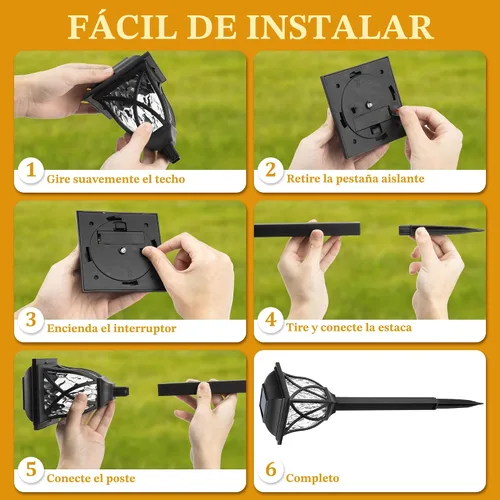 Miniatura 4 de GIGALUMI Paquete de 6 luces solares impermeables para exteriores, luces LED solares de jardín, decoraciones al aire libre, decoración de jardín