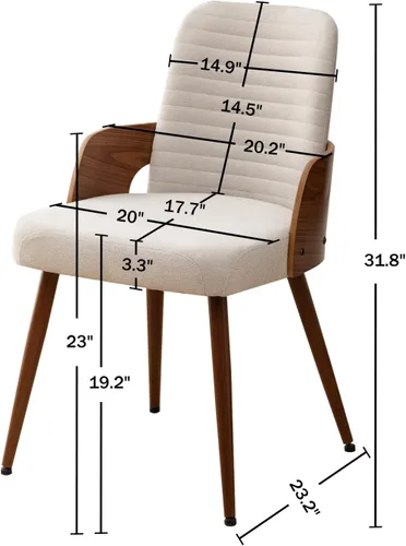 Miniatura 2 de Sillas de comedor, sillas de cocina modernas de mediados de siglo, sillas decorativas tapizadas de tela beige, patas de metal, sillas de escritorio