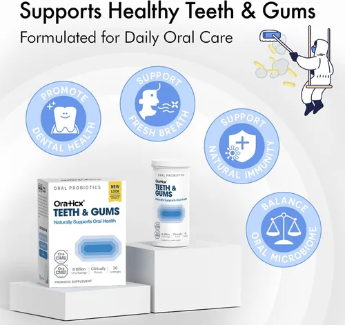 Miniatura 3 de OraTicx - Probióticos orales para dientes y encías, sabor a uva, 30 unidades, 1 paquete Clinically Studied Probiotic, Supports Teeth & Gums at