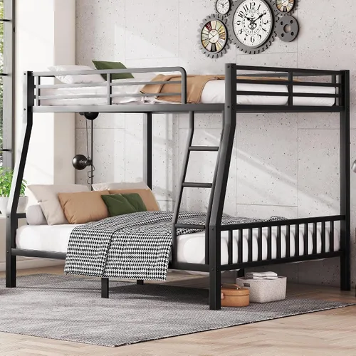 Miniatura 13 de Litera Queen sobre Queen, marco industrial desmontable con cubierta de escalera suave y barandillas altas, literas industriales para niños, niñas