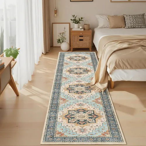Miniatura 569 de Madane Tapete lavable de 2 x 10 pies para pasillo, cocina, recibidor, clásico, suave, antideslizante para interiores, casa de campo, baño, sala