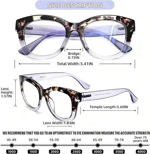 Miniatura 2 de LADEESSE - Gafas de lectura para mujer estilo Oprah, paquete de 3 unidades, con montura cuadrada extra grande con bisagra de resorte, bloqueo de luz