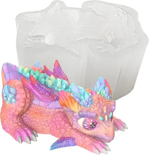 Crystal Dragon Baby - Molde de silicona de resina epoxi 3D para manualidades de azúcar de fondant, decoración de pasteles, arcilla polimérica, yeso