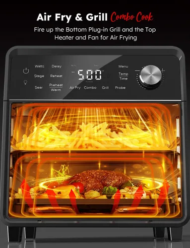 Miniatura 4 de Nuwave Horno de Convección y Freidora de Aire Eléctrico Combo con Calentadores de Funda, Sabor de Asado Auténtico, Nuevo Sistema de Convección 2024