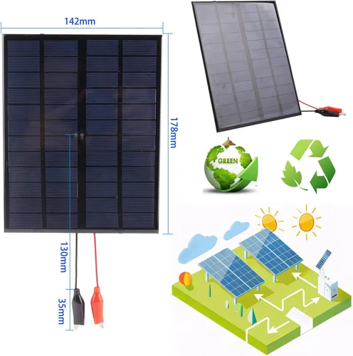 Miniatura 4 de 2 paneles solares de 12 V, 3.6 W, 12 V, 300 mA, pequeños paneles solares de polisilicio epoxi, módulo de celda solar de polisilicio con clip