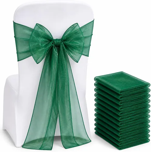 Miniatura 23 de Elegantes bandas de organza para silla, bandas de tela transparente para bodas, fiestas y eventos especiales, (paquete de 10 unidades, rosa bebé)