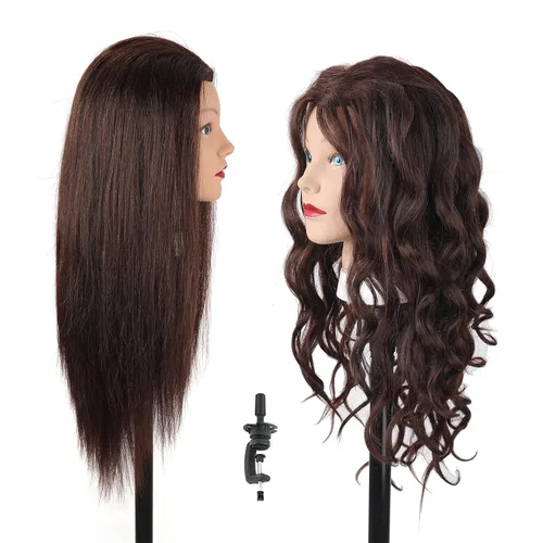 Stancia Cabeza de maniquí para entrenamiento de cosmetología y suministros de estilista, cabeza de maniquí con 80% de cabello humano, cabeza de