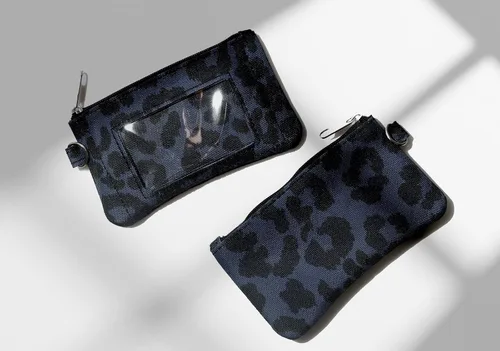 Miniatura 4 de DQL Llavero de cartera con estampado de leopardo, funda de identificación con cremallera, llavero de cartera de identificación