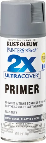Rust-Oleum 334017 Painter's Touch 2X Ultra Cover - Imprimación en aerosol, 12 onzas, gris plano, (paquete de 1)