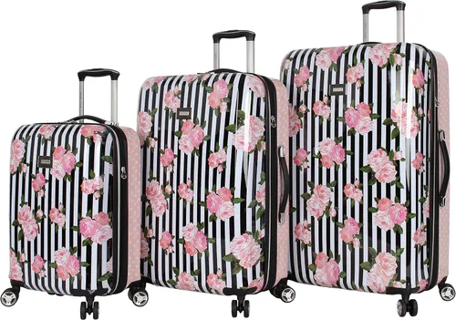 Betsey Johnson Maleta rígida de equipaje de 3 piezas con ruedas giratorias (20 pulgadas, 26 pulgadas, 30 pulgadas) (talla única, puntal flamenco)..,
