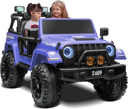 Miniatura 8 de OTTARO Vehículos de conducción eléctrica de 2 plazas, camión eléctrico grande con batería de 12V para niños con control remoto, suspensión de Rosa