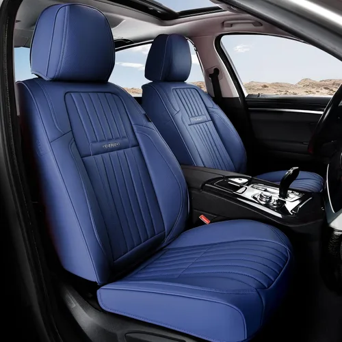 Miniatura 53 de Coverado Fundas de Asiento Delantero para Automóvil, 2 Piezas Fundas de Asiento de Cuero para Automóviles, Protector de Asiento de Automóvil Solo
