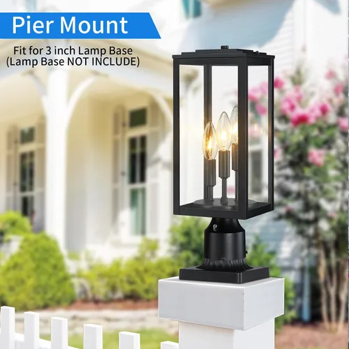 Miniatura 3 de Luz de poste de 16.6 pulgadas para exteriores, lámpara grande de 3 luces, moderna iluminación exterior de pilar impermeable, poste de farol