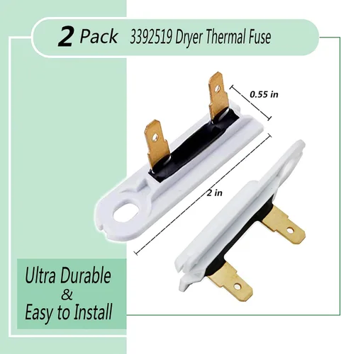 Miniatura 2 de 3392519 Fusible térmico para secadora (paquete de 2), pieza de repuesto para secadoras Whirl-pool y KM, reemplaza la pieza # WP3392519 AP6008325