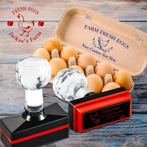 Miniatura 4 de Sello personalizado de cartón de huevos frescos de granja, sellos autoentintados personalizados para gallineros de granja